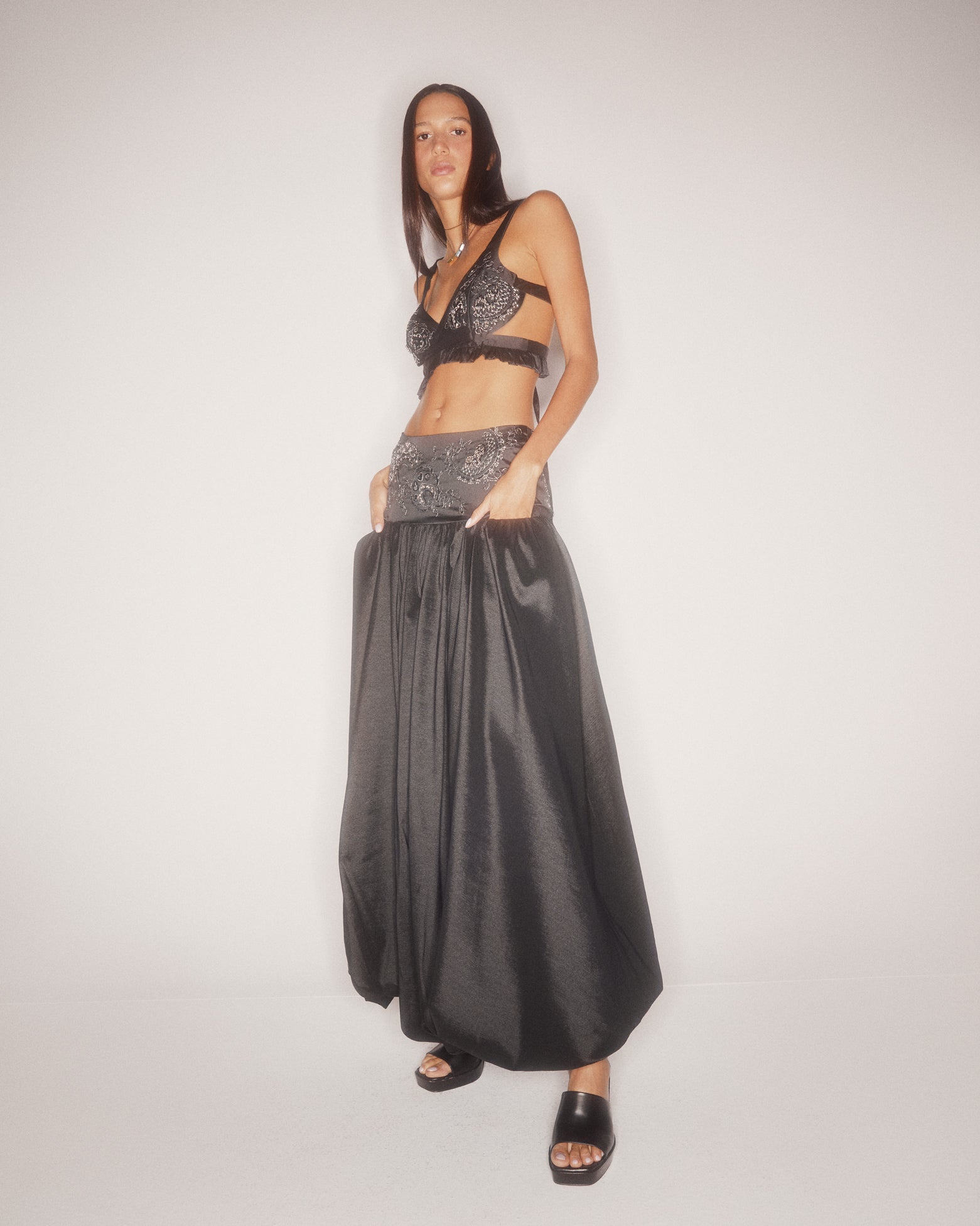 SALMA EMBELLISHED BLACK SKIRT – RONI HELOU