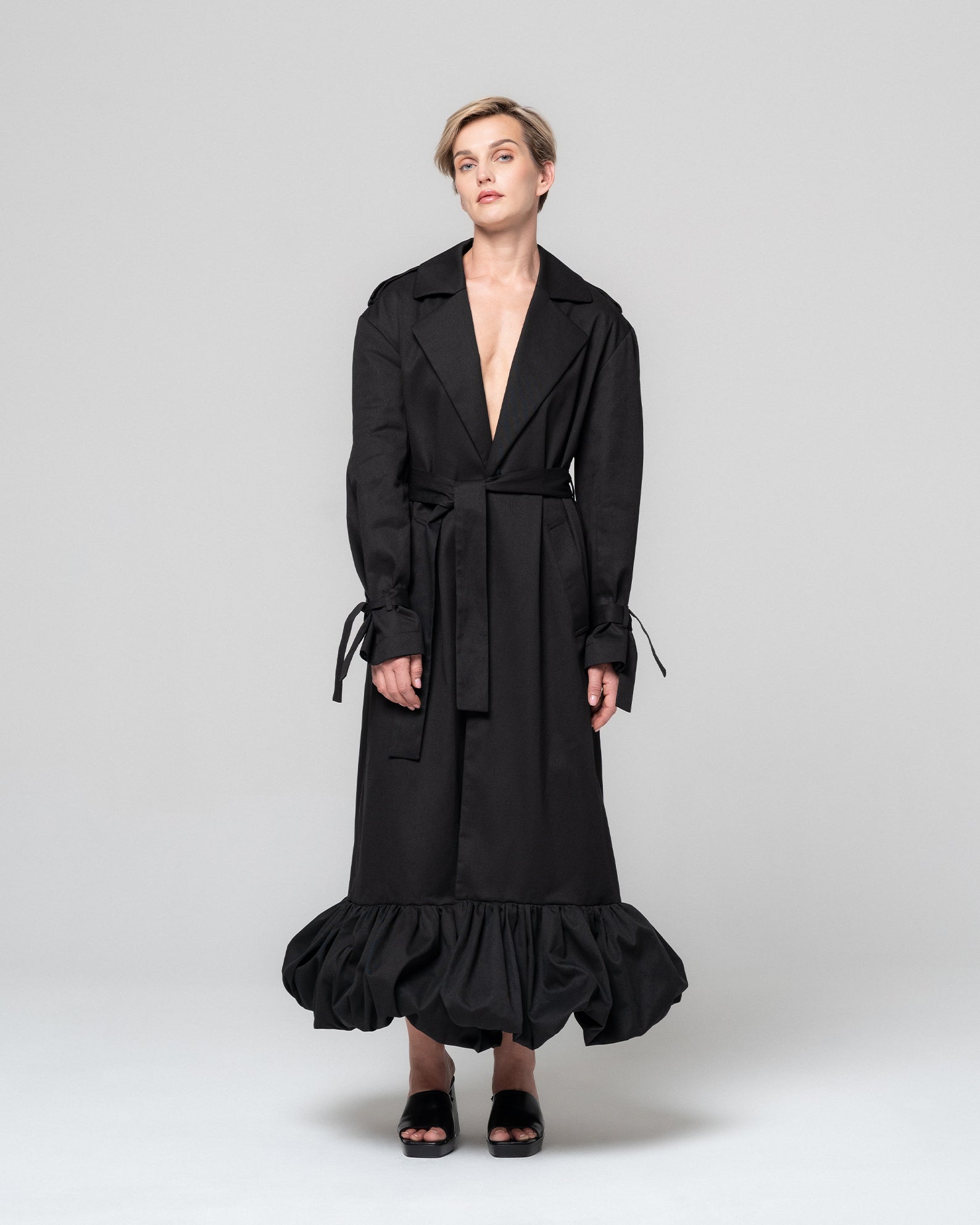 TAMY BLACK TRENCH COAT - RONI HELOU