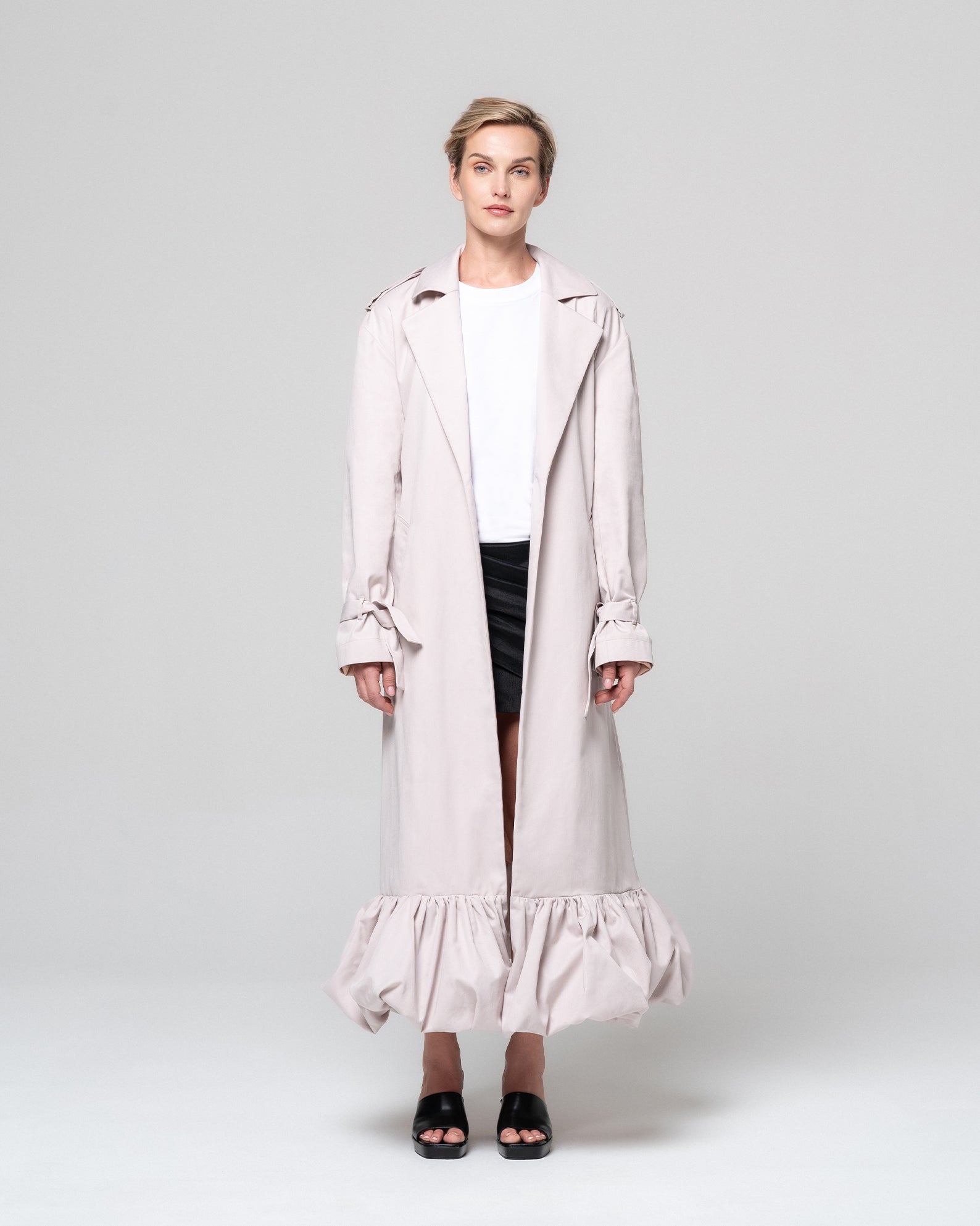 TAMY LIGHT GREY TRENCH COAT - RONI HELOU